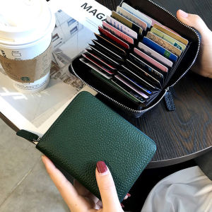 High End Leather Business Card Holder Large Capacity Multi Slot Compact Womens Wallet New 2025 ID Case PU Leather Feel