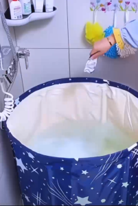 Adult and child portable bathtub SPA immersion vertical foldable plastic bucket household large thickened bathtub bucke