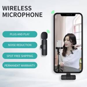 kebidumei | KEBIDUMEI 2.4G Wireless Lavalier Microphone Portable Audio Video Recording for iPhone Android Live Broadcast Gaming Phone