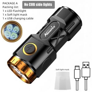 4xP35 Led Mini Palm Small Flashlight Usb Charging Portable COB Side light Home Fishing Hiking Camping Magnet Pocket Work Torch