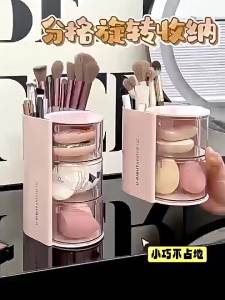 180° Rotating Makeup Organizer Storage Box Makeup Box Jewellery Organizer Bekas Barang Kemas