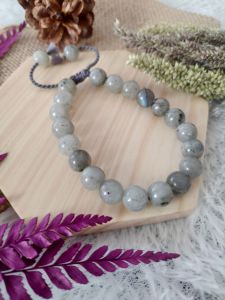 Gelang Batu Alam 8mm Batu Labradorite • Natural Gemstone Import • Gelang Tali Serut