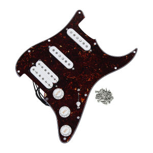 FLEOR | FLEOR Prewired Loaded Guitar Pickguard SSH Alnico 5 Single Coil - Humbucker Pickup Set-Brown Tortoise 4PLY