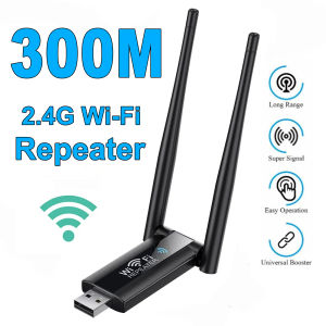 Kebidumei | 2.4G 300Mbps Wireless USB WiFi Repeater Extender WiFi Signal Amplifier Booster Long Range Wi-Fi Router Home Network Extension