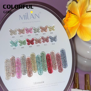 【พร้อมส่ง】Milan สีเจลแฟลช 12 สี ✨ เจลกลิตเตอร์ประกายวิ้งค์ สีแน่น ติดทนนาน สีเจลทาเล็บ สี แถม ชาร์ทสี ยาทาเล็บเจล 15 มล.(ทามาให้แล้ว พร้อมใช้งาน)