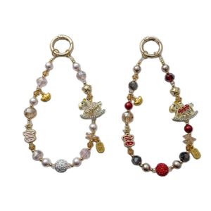 New Year alloy ingot pendant car key bag pendant zodiac horse crystal mobile phone chain