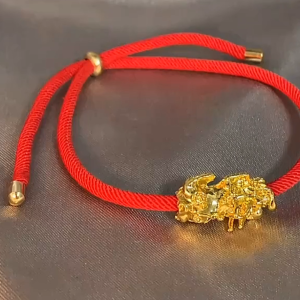 Red Rope 24k Gold Plated Piyao Bracelet Blessed Lucky Charm Chinese FengShui Money Capturer Bracelet