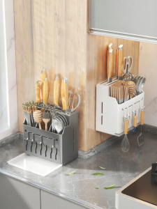 LOCIKA | Stainless Steel Knife and Chopsticks Storage Rack Wall Mountable