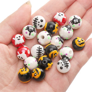 1PC 12mm Fashion Cute Handmade Lampwork Glass Halloween Series Round Loose Spacer Beads For Handmade Bracelet Necklace Earring Keychain DIY Craft Jewelry