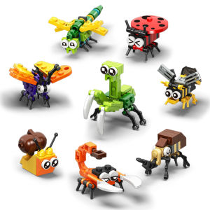 Insect Animals Model Set Building Blocks Toy Assembly Bee Dragonfly Mantis Bricks Toy Interesting Animal Ornaments For Kids Gift