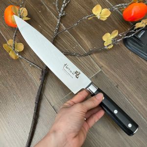 Dao thái thực phẩm cán gỗ mun vân damacus sáng đẹp