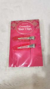 Groovi Beauty Red Sparkle Creaseless Hair Clips 2 Pairs: No-Dent Styling for All Hair Types
