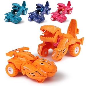 360° Dinosaur Deformation Car Childrens Toy Inertial Scooter Model Transforming Dinosaur Car Childrens Modified Car Model Children Gift For Kids (Green/Blue)