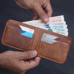 Dompet Kulit Lipat Dua Pria Simpel Handmade Premium Wallet