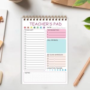 50 Sheets Daily Planner Notepad Top‑Bound Spiral To‑Do List Notebook Layout Schedule Organizer for Teacher Work Planning