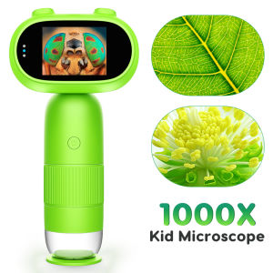 Handheld Digital Microscope for Kids 1000X16MP Portable Pocket Microscope with 2inch IPS Screen  8 LEDs PC View Gifts for Kid