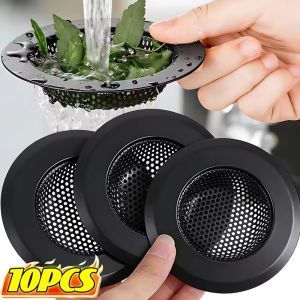 10Pcs Stainless Steel Kitchen Mesh Sink Strainer Filter Black Basin Drain Hole Stopper Shower Floor Bathroom Drain Strainer Accessories