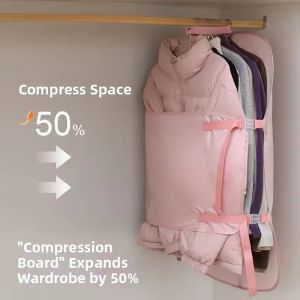 Foldable Lazy Compressed Storage Board / Clothes Dust Cover / Jacket Suit Storage Bags / Wardrobe Organizer Space Saver