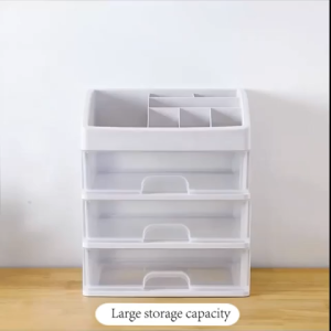 Large Capacity Plastic Makeup Organizer with 3 Drawers