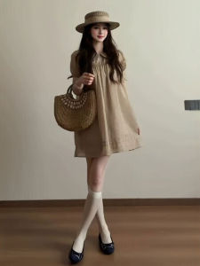 Retro Gentle Loose Peter Pan Collar Dress for Petite