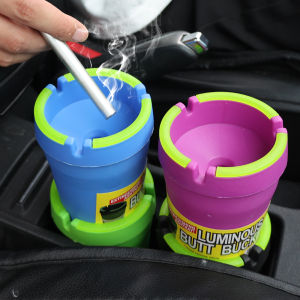 ที่เขี่ยบุหรี่อเนกประสงค์แบบพกพาที่เขี่ยบุหรี่การสุ่มสีดีไซน์สองชั้นสว่างสดใสทนทานที่เขี่ยบุหรี่ในรถจุได้เยอะ