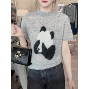 QINGNAER | Grey Fashionable Knitted T-shirt