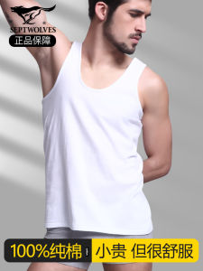 SEPTWOLVES Men Vest Pure Cotton Base Inner Wear All Cotton Loose Old Man Shirt Mens Sleeveless Hurdle Crossing Undershirt