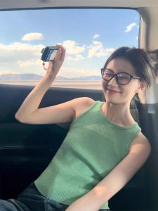 Áo Ba Lỗ Không Tay Dệt Kim Bằng Lụa Băng Cho Nữ Mùa Hè Thiết Kế Nhỏ Gọn Áo Khoác Ngoài Ôm Vừa Vặn Gợi Cảm Không Tay Áo Khoác Ngoài