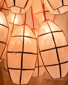 ARTICULO capiz light: 8inch SEDA ( authentic capiz oval WITH LIGHTS in series )