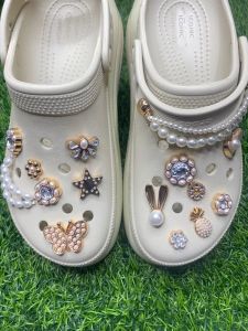 Phụ Kiện Giày Crocs Metal Pearl Diamond Shoe Buckle Décoration Accessory DIY Upper Flower Shoe Phụ Kiện Giày Dép