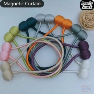 Magnetic Curtain Tiebacks Pearl Ball Design Tieback Rope Holdback Buckle Tie Back Magnet Pengikat Tali Langsir 窗帘绑带