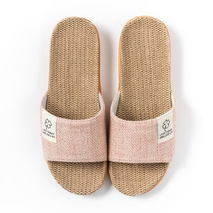 รองเท้าแตะผ้าลินินฤดูร้อนสำหรับผู้ชายและผู้หญิงในบ้าน กันลื่น ระบายอากาศได้ดี รองเท้าแตะ EVA สำหรับใส่ในบ้าน