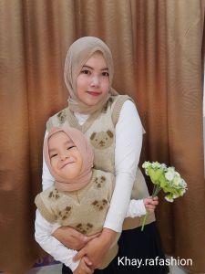 BEAR VEST RAJUT COUPLE PREMIUM IBU DAN ANAK