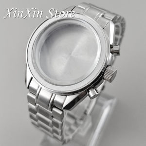 VK63 39.7mm Black Omga MoonSwatch Chronograph Metal Case Bezel Fashion Business Watch Sealed Back Moon Watch for 32.5mm Dial