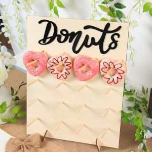 Wooden Donut Wall Stands Holder Rustic Wedding Decoration Doughnut Display Kids Happy Birthday Party Decor Baby Shower Supplies