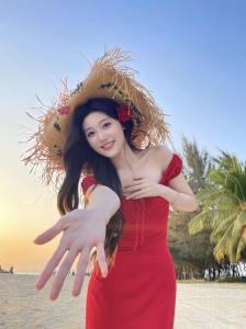 Red One-Shoulder Drawstring Halter Neck Mini Dress Womens Summer Beach Vacation Casual Cotton Blend High Waist A-Line Skirt