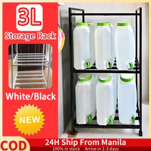 3 Layer Water Gallon Rack Stand Heavy Duty Water Organizer Rack Shelf Water Jug Rack Stand Stainless Steel Water Tank Bracket Thickened Metal Rack For Water Dispenser Space Saver