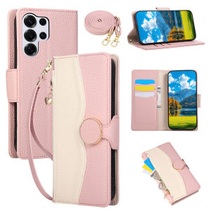 szhaiyu | Wrist Strap Zipper Leather Phone Case for Samsung S25 S26 S24 Ultra S21 FE S23 S22 Plus Note 20 Crossbody Wallet Cards Cover