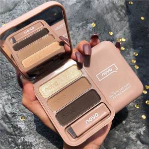 NOVO Tri-Color Eyebrow Powder Palette Waterproof Sweat-Proof Long-Lasting Nose Shadow Highlight Eye Shadow Contouring Eyebrow Pencil Wild Eyebrow