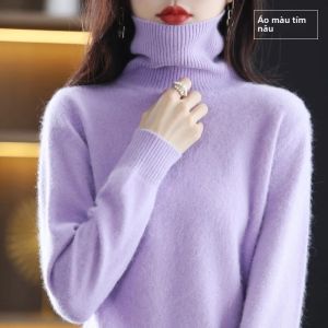 Áo Len Cao Cổ Nữ 100% Lông Chồn Sang Trọng Chất Liệu Cashmere Kiểu Dáng Công Sở Co Giãn Tốt Tay Dài Thu/đông 2024