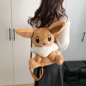 AOGER | Kawaii Plush Shoulder Bag Raichu Mew Sylveon Soft Backpack Travel Bag Gift For Game Fans Daily Outfit Accessory Girl Boy