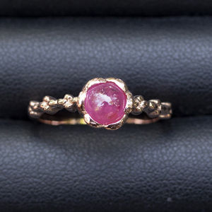 แหวนพลอยทับทิม สีชมพูแดง 92.5% ชุบพิ้ง-โกล้์ ตัวเรือนเงิน 55-7 US ไซส์นิ้ว สินค้า