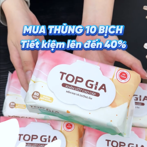 [MỚI] Khăn ướt cao cấp Topgia 80 tờ mềm mại an toàn không mùi không parabens dành cho em bé