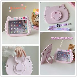 For Xiaomi Redmi Pad SE 4G 8.7 inch 2024 Tablet Cute Cartoon Cat Silicon Shockproof Stand Shoulder Strap Case Cover