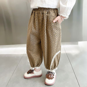 กางเกงฮาราจูกุผู้หญิงฤดูใบไม้ผลิและฤดูใบไม้ร่วง กางเกงขายาวลำลองสำหรับเด็กผู้หญิง กางเกงขายาวทรงหลวมสบายๆ สไตล์เกาหลี