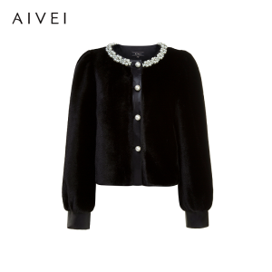 AIVEI | Winter Stylish Workwear Coat with Pearl Decorations Ecco Fur