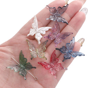 20pcs 25x25mm trong suốt Acrylic đôi chuyển màu hạt trang trí hình bướm cho vòng tay thủ công vòng cổ bông tai Keychain Tự Làm Thủ Công Phụ kiện làm đồ trang sức