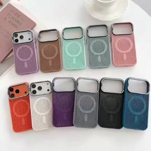 Camera mount mesh cooling case for iPhone 17 Pro Max 15 17 Pro 14 13 12 16 Pro Max For Magsafe wireless charging Shockproof cove