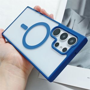 Luxury Candy Color Magnetic For Magsafe Case For Samsung S22 S23 S24 FE S25 Ultra Plus Edge Clear Shockproof Bumper Back Cover