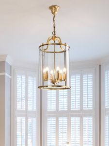 American Style Full Copper Restaurant Hanging Lamp Hallway Entrance Porch Balcony Long Staircase Glass Tube Light Fixture